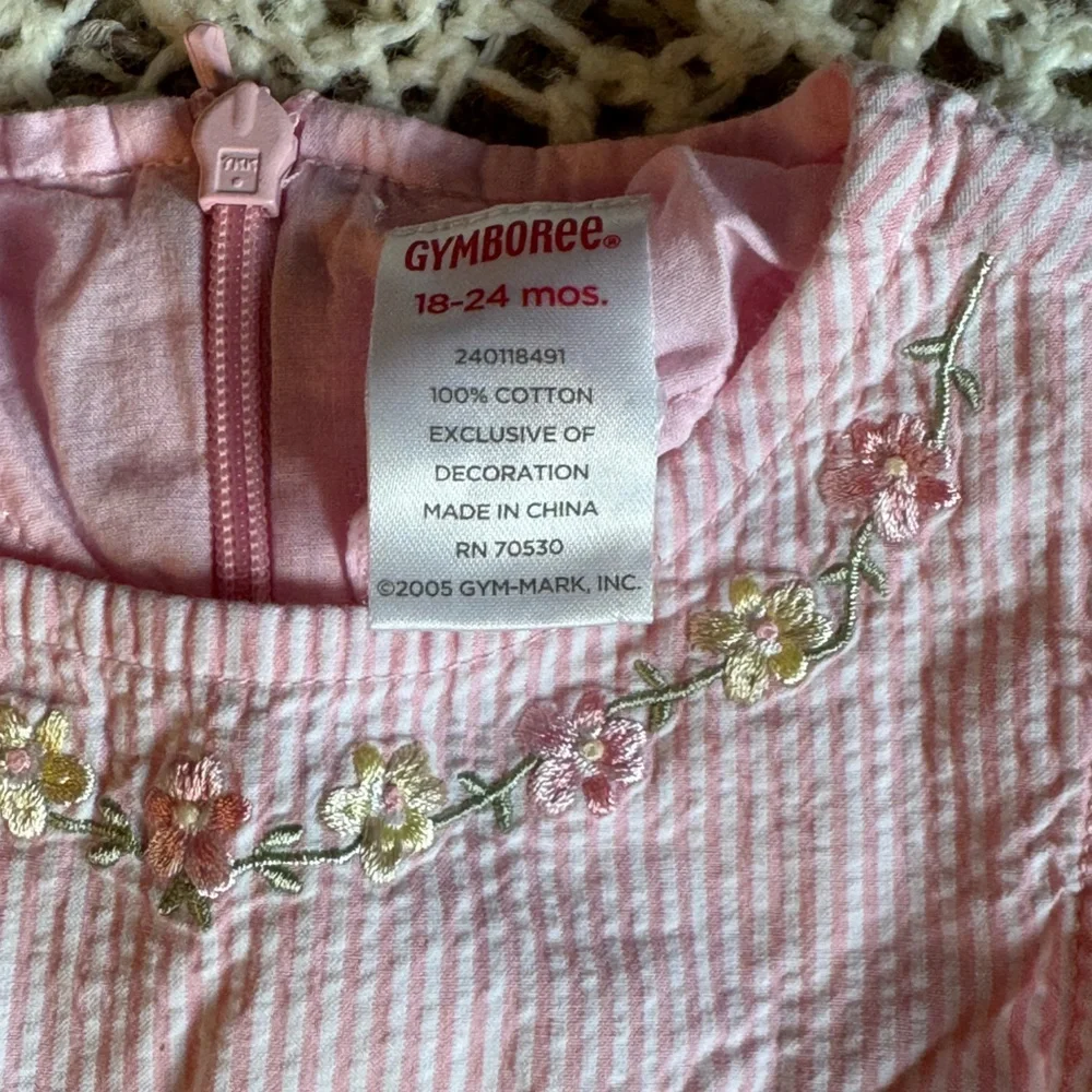 Vintage Gymboree Pink Sleeveless Dress with Floral Embroidery 2005 Cotton